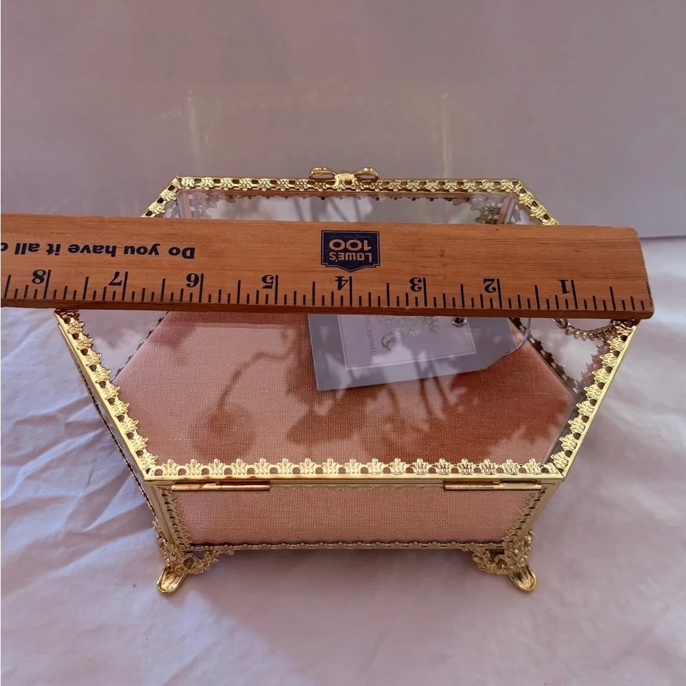 Elegant Gold Glass Jewelry Box antique style
